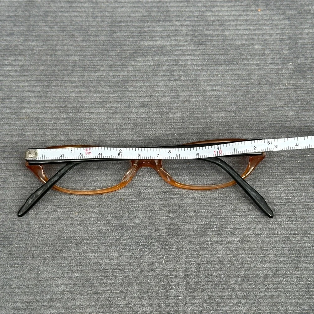 Geoffrey Beene Opulence BRN Eyeglass Frames Amber Black Scroll Rhinestone Y2k